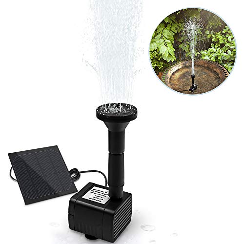 Solar Springbrunnen, omitium Solar Teichpumpe Garten Wasserpumpe Solarpumpe mit 1,4W Monokristalline Solar Panel Brunnen für Gartenteich Vogel-Bad, Fisch-Behälter, Kleiner Teich, Garten Springbrunnen