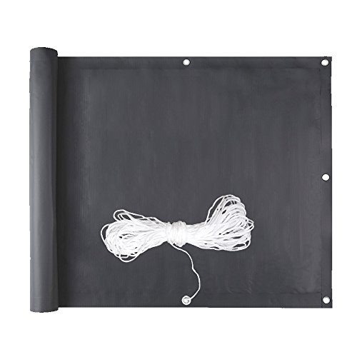 HENGDA Balkonbespannung Balkon Sichtschutz Balkon Windschutz | für den Gartenzaun oder Balkon | mit Ösen und Kordel | Reflexionsarm PVC schnelle Montage