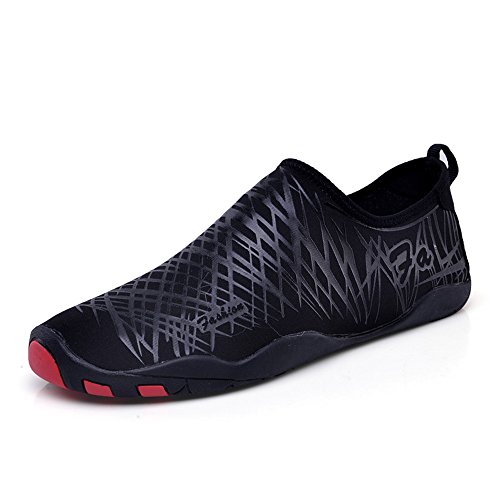 LeKuni Badeschuhe Damen Herren Schwimmschuhe Kinder Surfschuhe Barfuß Schuhe Wasserschuhe Strandschuhe Aquaschuhe Rutschfeste Neoprenschuhe(42EU=41LABEL,JY_Schwarz)