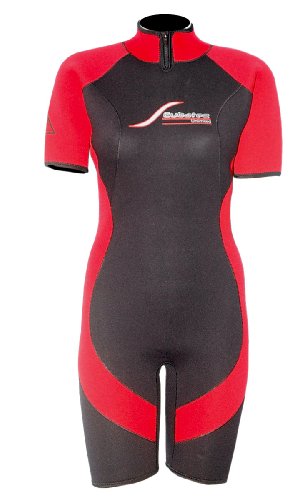ScubaTec 4mm Damen Shorty, schwarz-rot, 42 (XL)