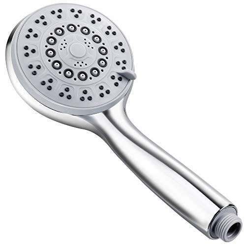 Rovtop Duschkopf Handbrause Chrome Duschbrause mit Antikalk-Funktion 5 Strahlarten Hochdruck wassersparend