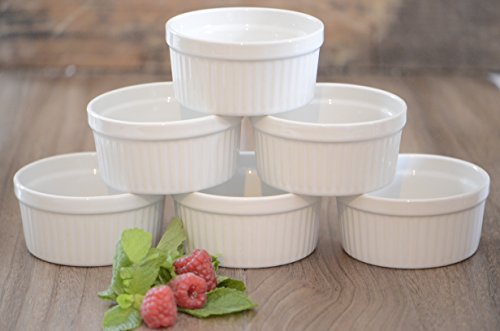 6 Stück Soufflé Souffle Förmchen Pastetenform Näpfchen - 9 cm Ø - Porzellan -