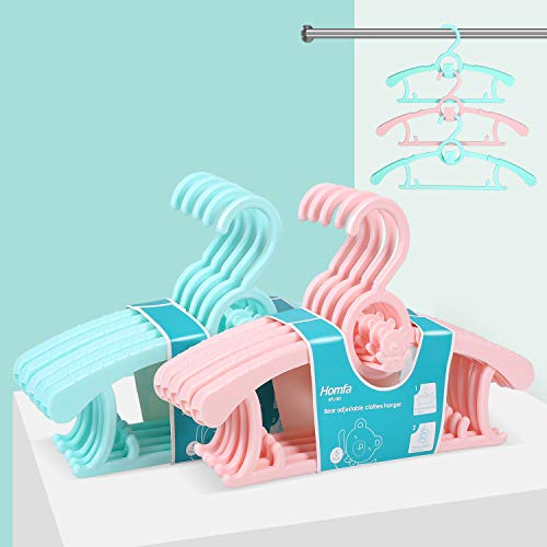 HOMFA mitwachsende Kinderkleiderbügel platzsparend mit stapelbaren Bärchen-Haken rutschfeste Kleiderbügel für Babys und Kleinkinder 10er Set