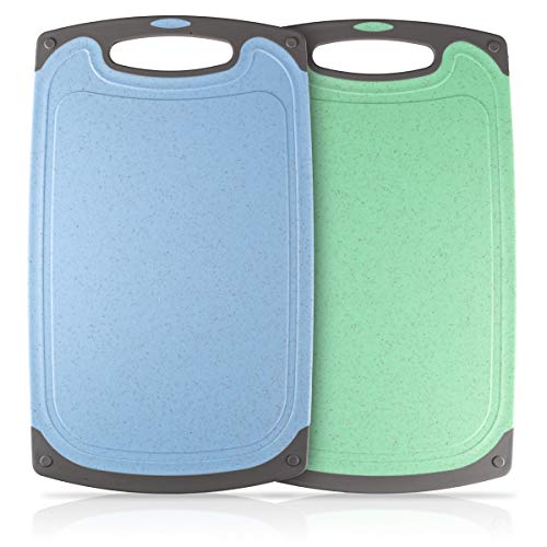 Heatigo Schneidebrett, 2-teiliges Kunststoff-Schneidebrett Antibakteriell Spülmaschinenfestes Plastik Schneidebrett