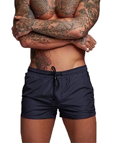 AUPUMI Badeshorts für Herren, Badehosen für Herren Herren Badehose Kurze Schwimmhose Boxer Badepants Wassersport Kurze Hose(Schnelltrocknend) (EU M/Tag L, Blau)