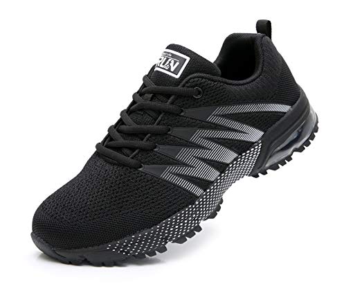 Azooken Herren Damen Sportschuhe Laufschuhe Turnschuhe Sneakers Leichte Fitness Mesh Air Sneaker Straßenlaufschuhe Outdoor(8995 Black41)