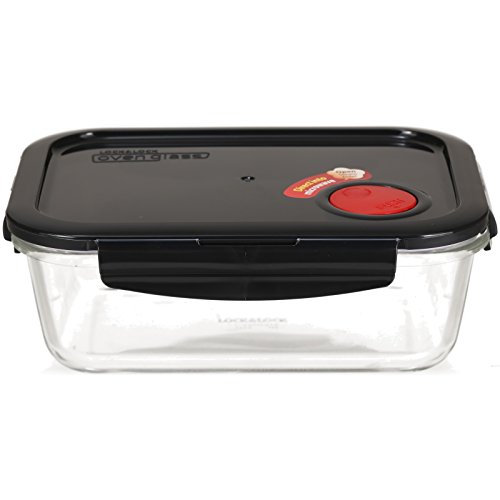 LOCK & LOCK Frischhaltedose aus Glas mikrowellengeeignet - OVEN GLASS - Auflaufform eckig mit Deckel für Backofen, Mikrowelle & zum Einfrieren, 2 Liter