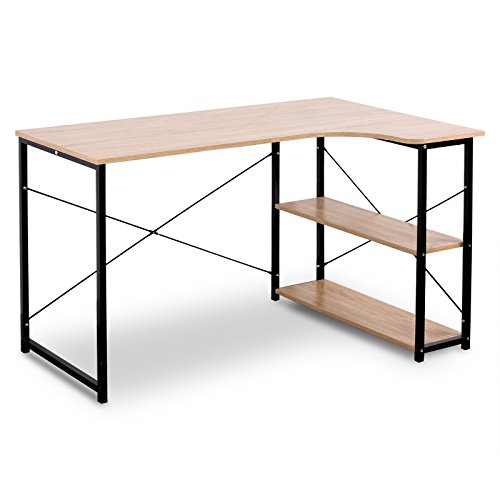 WOLTU TSB06hei Schreibtisch Computertisch Büromöbel PC Tisch Bürotisch Arbeitstisch aus Holz und Stahl, mit Ablage, ca. 120x74x71,5 cm