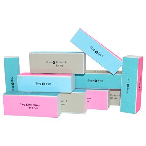 NAILFUN Profi Polierblock Buffer der neuen Generation mit 4 Feil- und Polierflächen, 10 Stück Packung