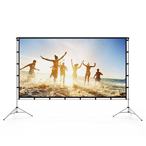 Vamvo Beamer Leinwände 120 Zoll, Outdoor Indoor Projektorleinwand mit Faltbarem Standfuß, Tragbare Filmleinwand 16: 9 Full-Set-Tasche für Heimkino, Camping und Freizeitveranstaltungen