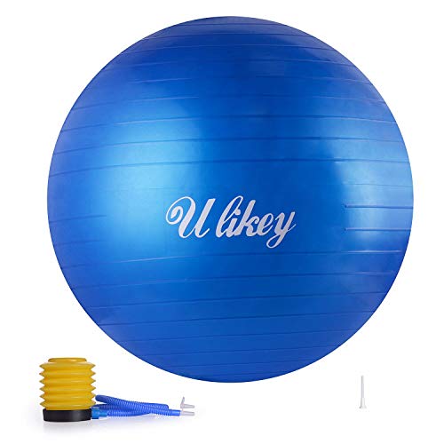 Ulikey Gymnastikball Balance Anti-Burst Ball Fitness Yoga Ball Sitzball von 65cm Maximalbelastbarkeit bis 300kg mit Pumpe Pilates-Ball für Gym Büro