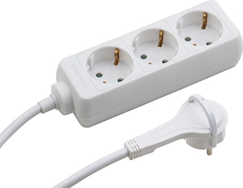Meister Steckdosenleiste 3-fach - Extraflacher Stecker - 1,4 m Kabel - weiß - IP20 Innenbereich / Mehrfachsteckdose mit Kinderschutz / Steckerleiste mit Flachstecker / 7430100