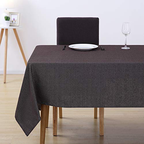 Deconovo Tischdecke Wasserabweisend Tischwäsche Lotuseffekt Tischtücher 140x240 cm Braun