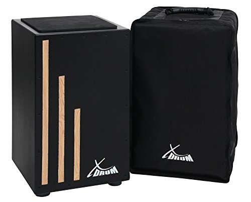XDrum Cajon Primero Negra inkl. Rucksacktasche (Snare Sound, Kistentrommel, Trommelkiste, Holz, inkl. Gigbag)