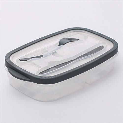 SQZQ Lunchbox-Behälter, Kunststoff-Lunchbox Catering-Aufbewahrung Essenszubereitung Lunchbox 2 Fächer Mehrweg-Mikrowellenbehälter Family-Lunchbox