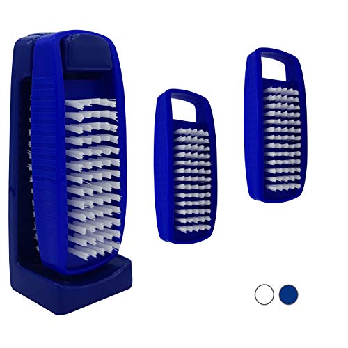 3er Set Nagelbürste mit Halterung – Handwaschbürste mit Wandhalterung – Handbürste zum Aufhängen, Nagelbürsten mit Halter – Bad Waschbürste mit Wandhalter – Handbürsten Bürste Made in Germany (Blau)