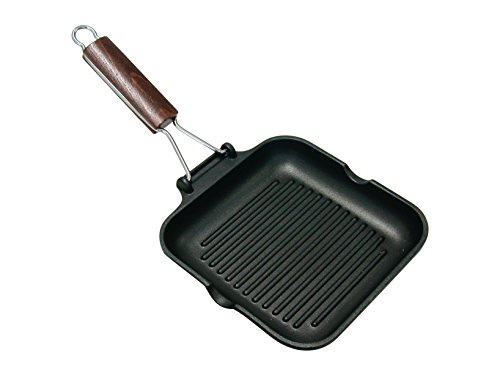 Home Delizia Grillpfanne Antihaft mit biegsamen Griff, Aluminium, Schwarz, 20x20 cm