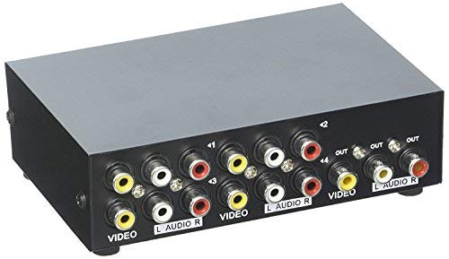 Duttek 4-Port AV-Schalter Cinch-Umschalter 4 In 1 Out Composite Video L / R Audio-Auswahlbox für DVD STB Spielkonsolen