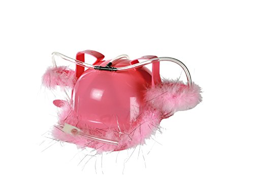 Witziger Trinkhelm Bierhelm Saufhelm mit Trinkhalm + Getränkehaltern , Fb-Set:Pink mit Federboa