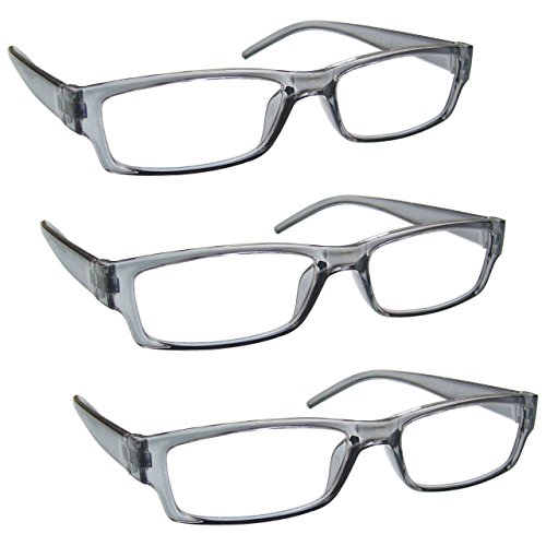Die Lesebrille Unternehmen Grau Leicht Komfortables Leser Wert 3er-Pack Designer Stil Herren Frauen UVR3PK032GR Dioptrien +2,50