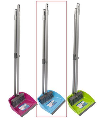 Reinigungsset Kehrset Schaufel Kehrblech Kehrschaufel Kehrgarnitur Kehrbesen Besen Feger Langer Stiel (Modell 2 blau)