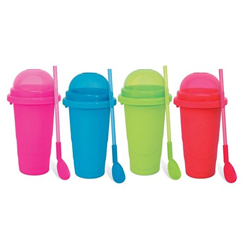 Chillfactor Slusheis Maker / Slush Eis Maschine im 4er Set, BPA-Frei / Lebensmittelecht - Slushymaker in 4 Farben, Eisbecher 240 ml, Wassereis selber machen