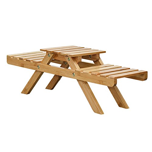 Awayhall Blumentreppe Blumenstiel Fleischiger Blumentopf Gestell Blumenregal Gartenregal Blumenbank Pflanzentreppe Pflanzenregal Holzboden Multilayer Faltbarer Blumenständer Balkon 2 Stufen Bambus