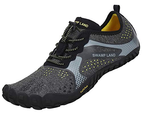 katliu Barfußschuhe Herren Damen Traillaufschuhe Outdoor & Indoor Training Fitnessschuhe Wander Wald Strand Straße Laufschuhe Walkingschuhe Schnell Trocknend Badeschuhe, Schwarz, 42 EU