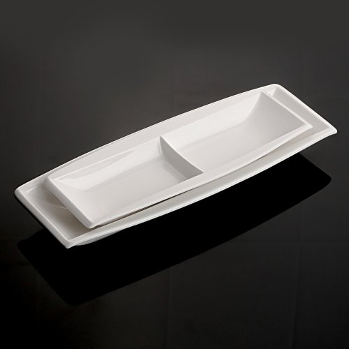 Malacasa, Serie Blance, 6 teilig Set Porzellan Tellerset 10,25' Cremeweiß Speiseteller Großer Flachteller 26,5*26*2,5cm Essteller Tafelservice für 6 Personen