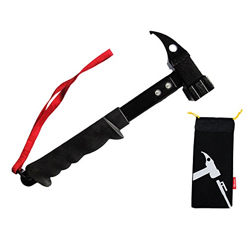 nuzamas Outdoor Camping Hammer Mallet Abzieher für Erdnägel Einsatz schwarz 32 cm rutschfest Kopf Design mit Halteband und Tasche