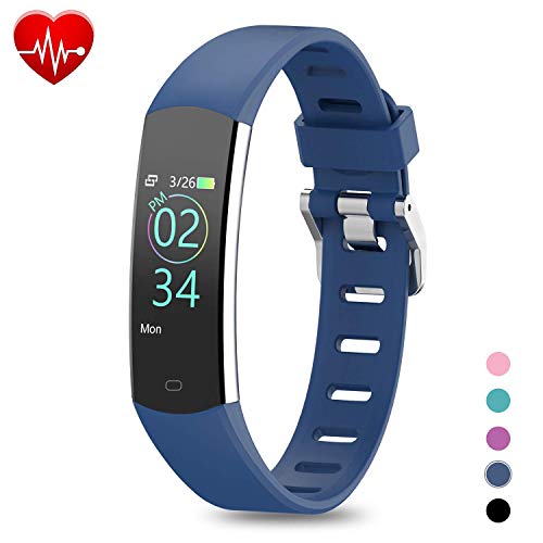 BingoFit Fitness Armband Kinder Uhr mit Pulsmesser, Wasserdicht GPS Fitness Tracker Farbbildschirm Aktivitätstracker Schrittzähler Uhr mit Stoppuhren für Damen Herren Kinder