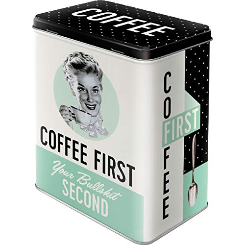 Nostalgic-Art 30146 Coffee First  | Vorratsdose L | Aufbewahrungs-Box | Kaffee-Dose | Blech-Dose | Metall