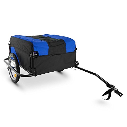 DURAMAXX Mountee • Fahrradanhänger • Lastenanhänger • Handwagen • mit Hochdeichsel • Transportbox mit 130 Liter Volumen • Tragkraft: max. 60 kg • Kugel-Kupplung für Fahrräder mit 26'' - 28'' • pulverbeschichteter Stahlrohrrahmen • blau