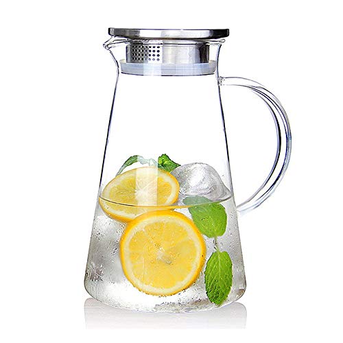 2.0 Liter 70 Unzen Glas Krug karaffe mit Deckel Eistee Krug Wasserkrug Heißes Kaltes Wasser Eistee Wein Kaffee Milch und Saft Getränkekaraffe wasserkaraffe
