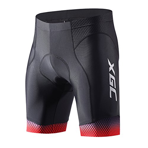 Kurze Radhose und Radunterhose Radsportshorts Fahrradhose für Herren Männer elastische atmungsaktive 3D Schwamm Sitzpolster mit einer hohen Dichte (Red, M)
