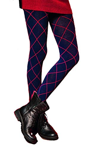 Gatta Damenstrumpfhose aus Baumwolle mit Muster (G88716-04) - hoher Baumwollanteil - gemustete Baumwollstrumpfhose rot gestreift - Größe 4-L -DeepNavy