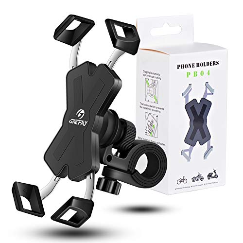 Grefay Fahrrad Handyhalterung, Edelstahl Motorrad Fahrrad Handy Halterung Outdoor Motorrad Fahrrad Lenker Mit 360 Drehen, PB04