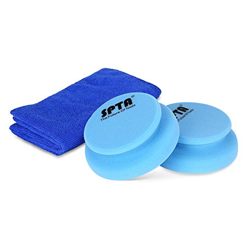 SPTA Auto Profi Handpolierschwamm Hand Polierschwamm polierschwämme polierset Schwamm Kit, mit umgebenden Griff & 1Pcs Reinigungstuch für Wachsen, Polieren, Lackreinigung, statt Poliermaschine