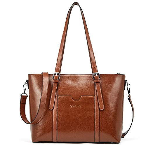 BOSTANTEN Damen Ledertaschen Schultertasche Frauen Designer Handtasche 14 15.6 Zoll Laptoptasche Tote Bag Braun
