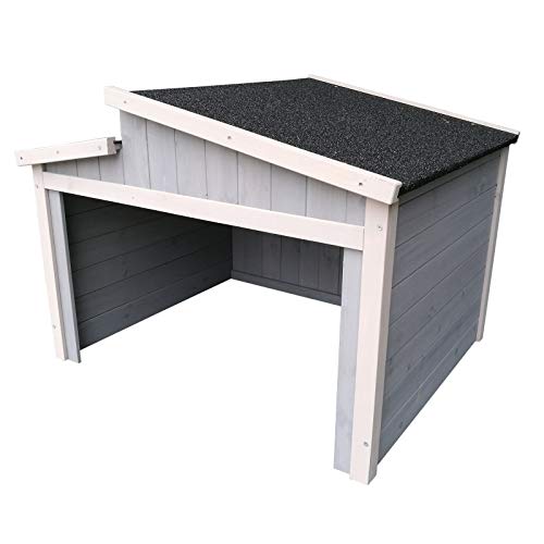 Wiltec Mähroboter Holzgarage Schrägdach Massivholz Unterstand Automower Carport Grau 66,6x79,5x71,2cm
