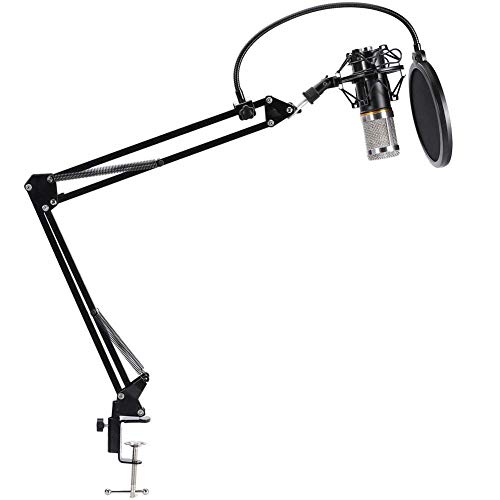 Professionelles Kondensatormikrofon Sound Studio Recording Mikrofon Broadcast Aufnahme Kondensator Mikrofon + Radaufhängung Schere Ständer + Shock Mount+ Montage Klemme Kit+ Filter Pop