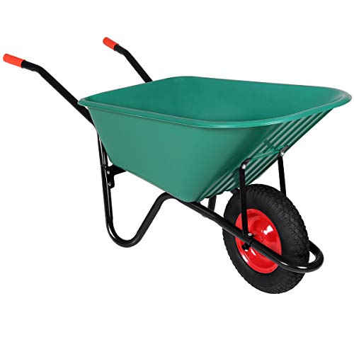 Monzana Schubkarre 100 Liter | Bauschubkarre Gartenschubkarre | bis 150kg Belastbarkeit | Luftreifen | stabile Ausführung mit Kunstoffwanne