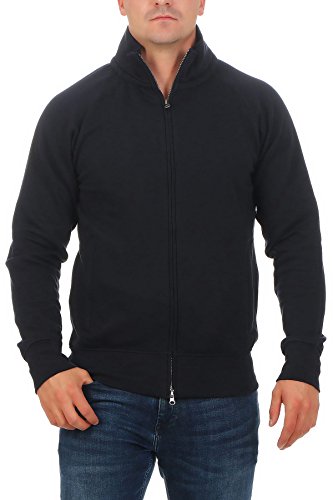 Herren Sweatjacke ohne Kapuze Zip-Jacke mit Kragen, Größe:XL, Farbe:Dunkelblau