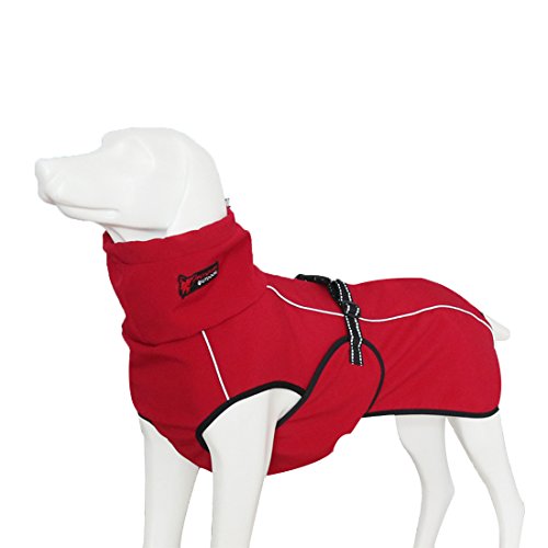 GWELL Hund Hundejacke Wasserdicht Fleece gefüttert Regenjacke Winterjacke Funktion Weste mit D-Ringe Gurt für Mittelgroßen Großen Hund Winter Herbst Frühling Rot XS