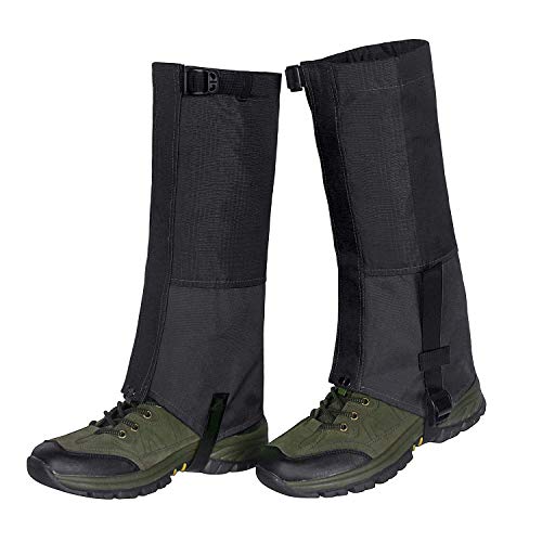 Unigear Outdoor Gamaschen,Wasserdichte Atmungsaktive Bein Gamaschen für zum Wandern, Klettern und Schneewandern Jagd 1 Paar (Schwarz L)