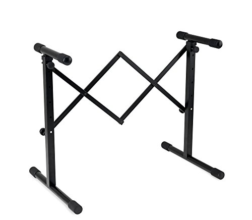 Classic Cantabile KBA-880BK Keyboard- und Mixertisch (höhenverstellbar von 61 bis 85 cm, einfach zusammenklappbar, ausziehbar bis 80 cm Breite, stabile Stahrohrkonstruktion) Schwarz