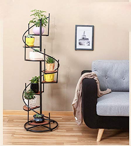 MUZIDP Blumenregal,schmiedeeisen & Massivholz Drehen Wendeltreppe Multilevel,blumenrahmen-a