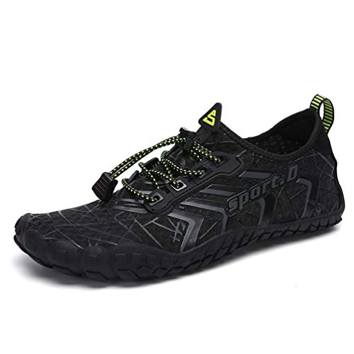 UBFEN Herren Damen Badeschuhe Wasserschuhe Aquaschuhe Strandschuhe Gehen Yoga Strand Fahren Bootfahren für Wasserdicht Schnell Trocknend Schwimmschuhe Surfschuhe 43 EU Schwarz
