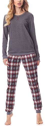 Merry Style Damen Schlafanzug MS10-168 (Dunkelmelange Burgund, L)