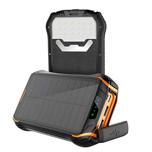 Solar Powerbank 26800mAh Wasserdichte Solar Ladegerät mit 2 Eingangsports und 3 Ausgängen, Soluser Solarenergiebank Externe Batterie Solar Power Bank für Smartphones, Handys, Outdoor Aktivitäten